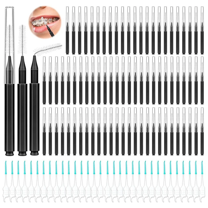 300PCS Interdental Brushes For Braces, Soft And Bendable  Brush For Orthodontic Braces, Braces Cleaner Brush