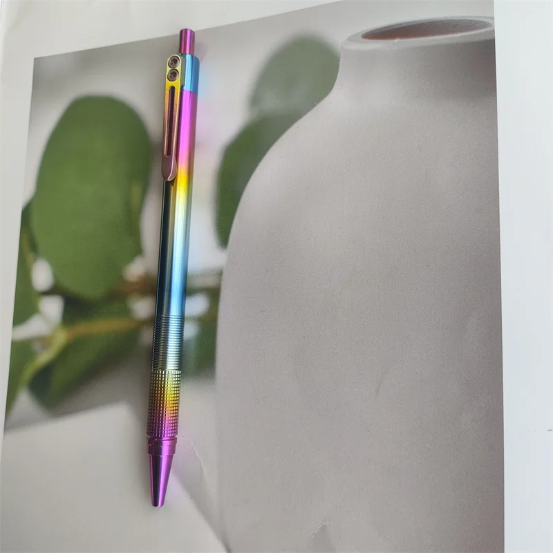 

Luxury Colorful Titanium Alloy Ultra-light Press Ballpoint Pen 0.5mm Ink Pen School Supplies Stationery Writing Gift