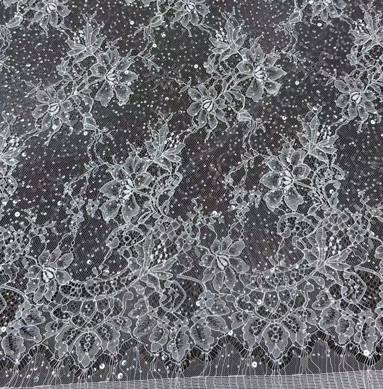 

3M,White Beads Sequins Lace Fabric Luxury Evening Dress French Lace Bridal Wedding Fabric.Fabrics for Sewing