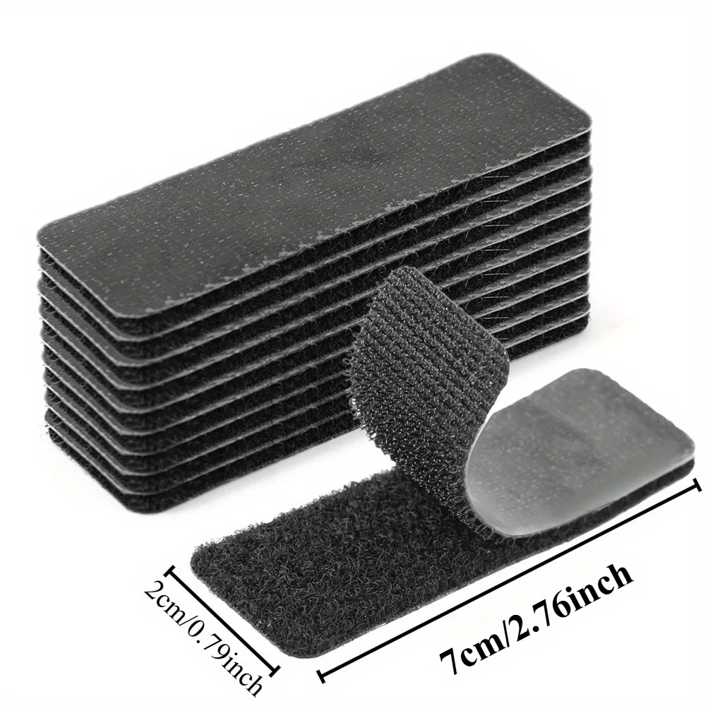 50pairs (100 pcs) Self Adhesive Hook And Loop Strips, Black Double Sided Sticky Fastener Tape For Office Desk Cable Organizer