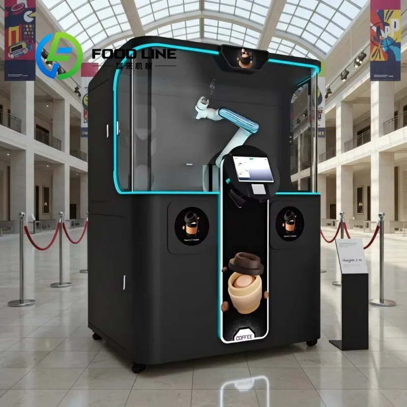 Chinese Hot Sale Fully Automated Intelligent Robot Vending Machine With Cobot Arm for Fresh Ground Cafe in Airport