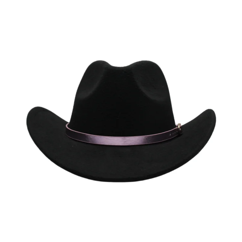 New Laser Reflective Pink Waist Belt Fedora Hat Pure Color Women Cuffed Large Brim Versatile British Jazz Hat