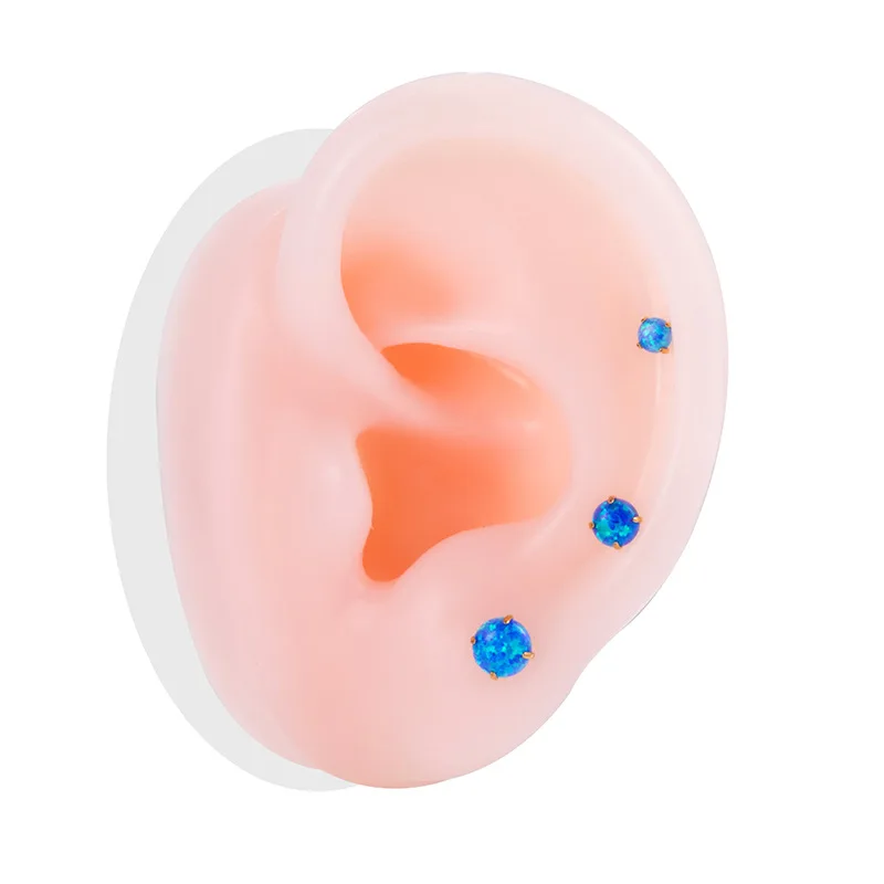 1PC Kolczyk do przekłuwania Labret ze stali nierdzewnej Bezgwintowy szpilka opalowa Push In Ear Lip Stud Daith Conch Biżuteria do ciała Hurtownia 16G