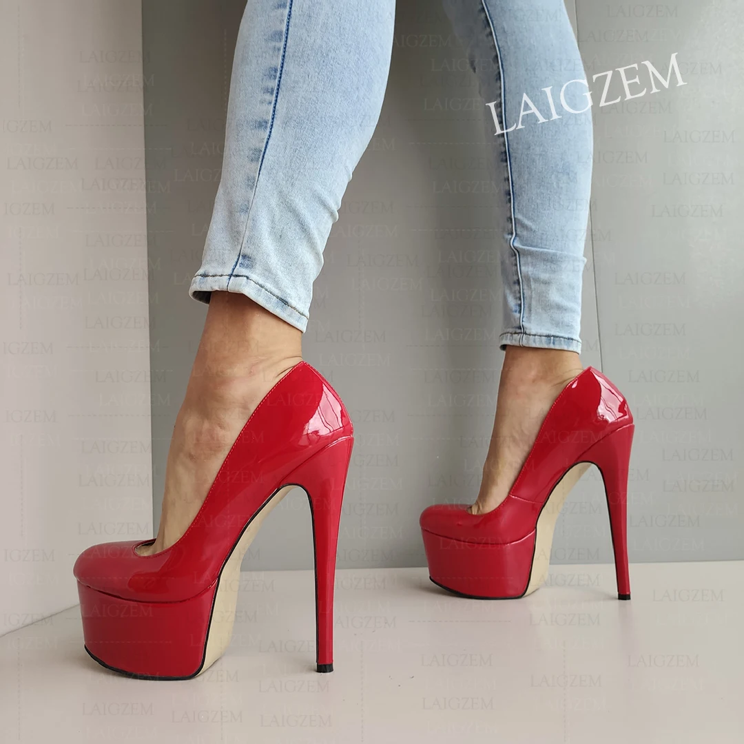 ZHIMA Women Pumps Round Toe Thin High Heels Sandals Party Prom Slip On Handmade Ladies Shoes Woman Plus Big Size 39 45 48 50 52