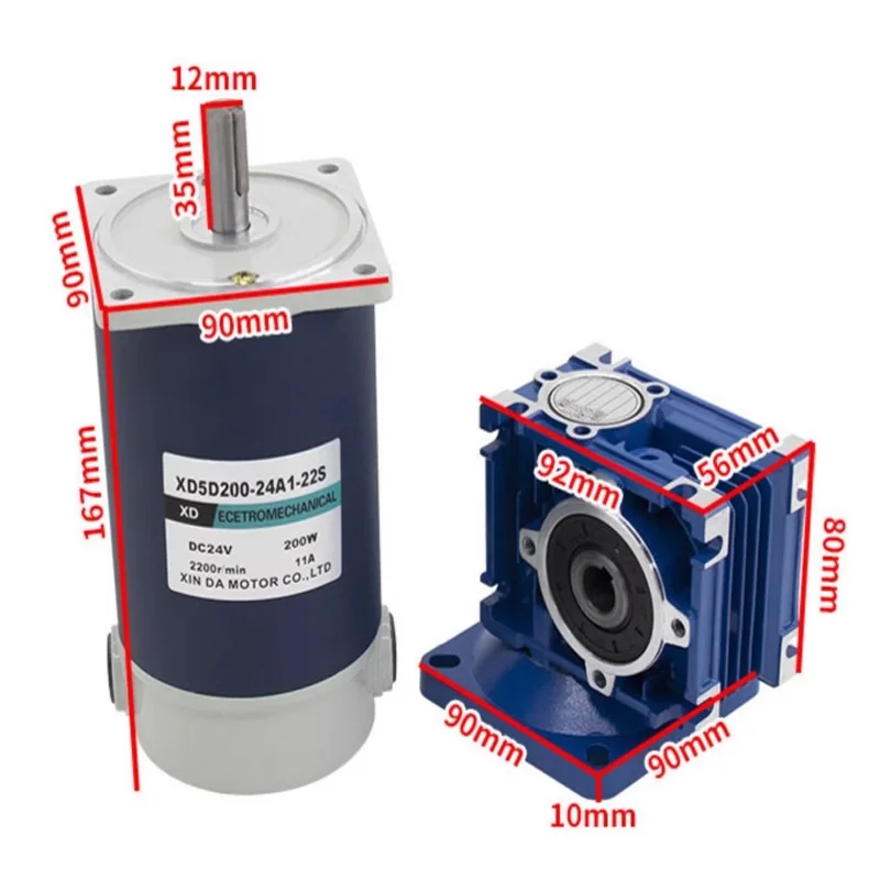 Imagem -02 - Worm Gear dc Redução Motor High Torque Forward And Reverse Rotação Rv40 Controle de Velocidade Motor 12v 24v 300w