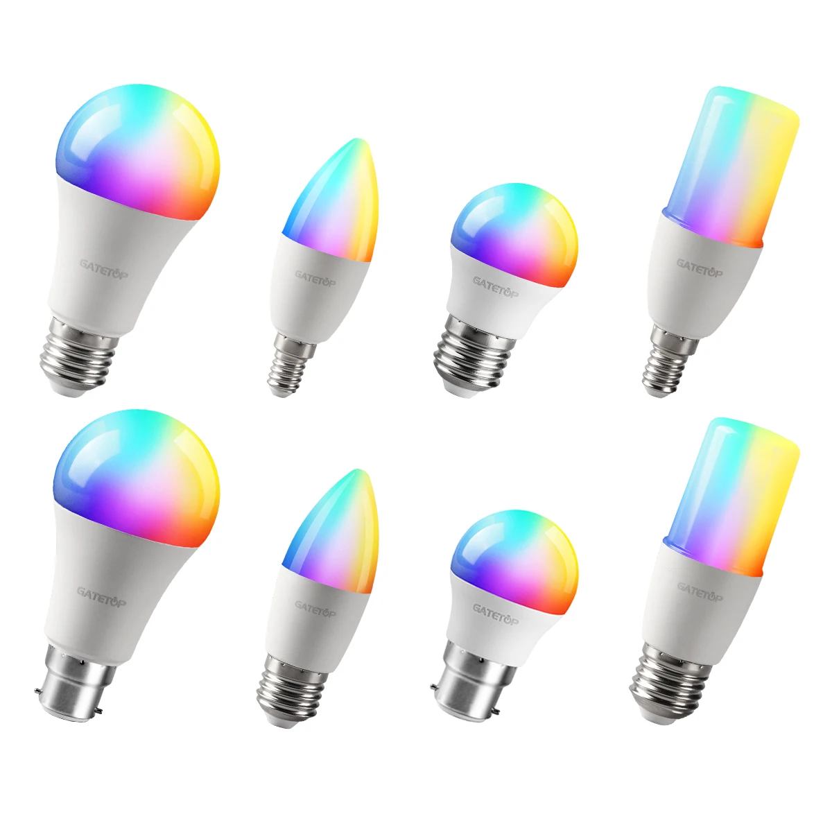 Lâmpada smart led rgb spotlight, lâmpada de decoração para casa, controle remoto, rgbw, e27, e14, gu10, b22, ac110, ac 220v, 6w, 10w