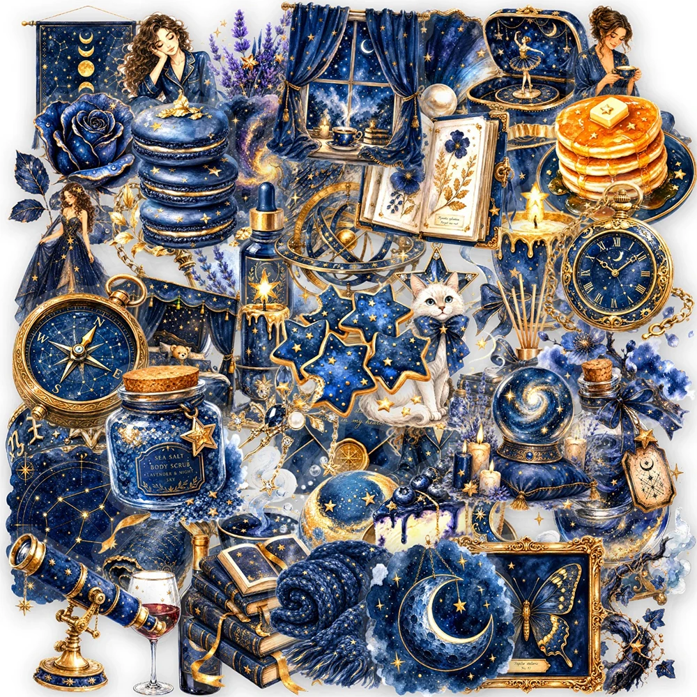 10/30/50pcs Retro Astronomy Universe Planets Starry Sky Stickers Blue Aesthetic Decals Laptop Bike Decoration Sticker Party Gift