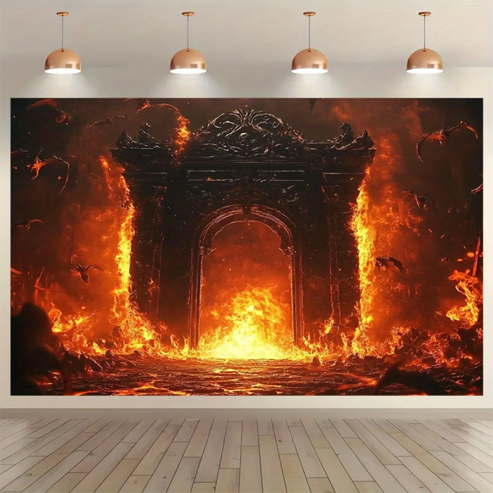 2D-Hintergrund, 1 Stück Flammenfotografie-Hintergrundstoff und Partybanner, geeignet für Geburtstage, Hochzeiten, Gärten und Räume