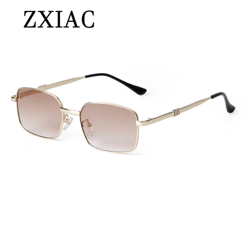 ZXIAC العصرية المعادن مستطيل الإطار النظارات الشمسية النساء Steampunk خمر رمادي عدسة نظارات شمسية للرجال نظارات ظلال Gafas دي سول