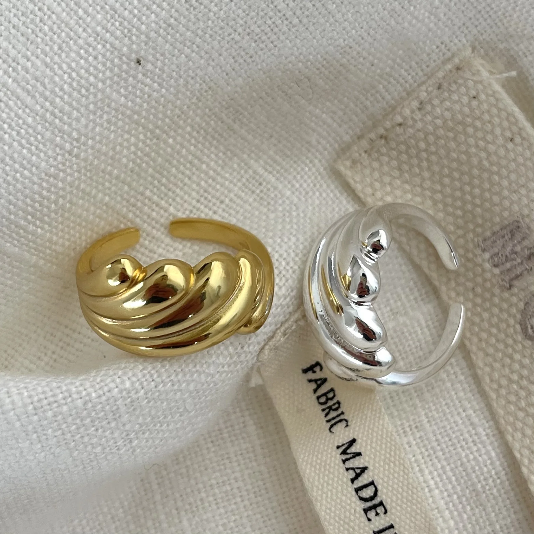 Goccioline d'acqua irregolari in argento Sterling 925 croce anelli d'oro per le donne gioielli fatti a mano in stile retrò semplice femminile