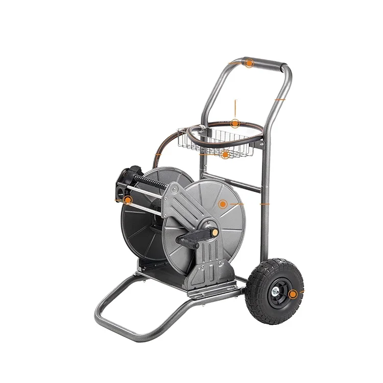 2 Wheel Garden Hose Reel Cart 200 ft of 1/2 Capacity Outdoor 2 Wheels Carbon Steel Hose Reel Cart