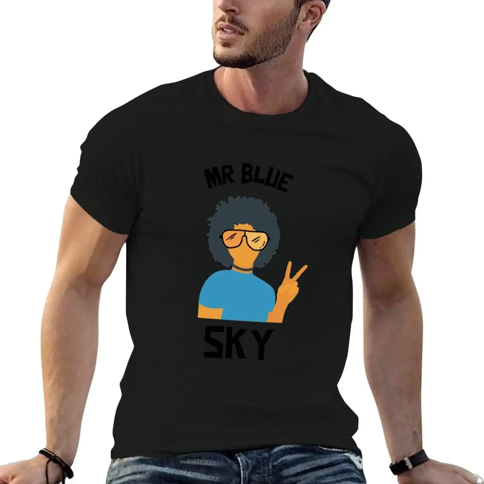 

Mr Blue sky T-Shirt boys whites graphic t shirt vintage plus size tops mens t shirt