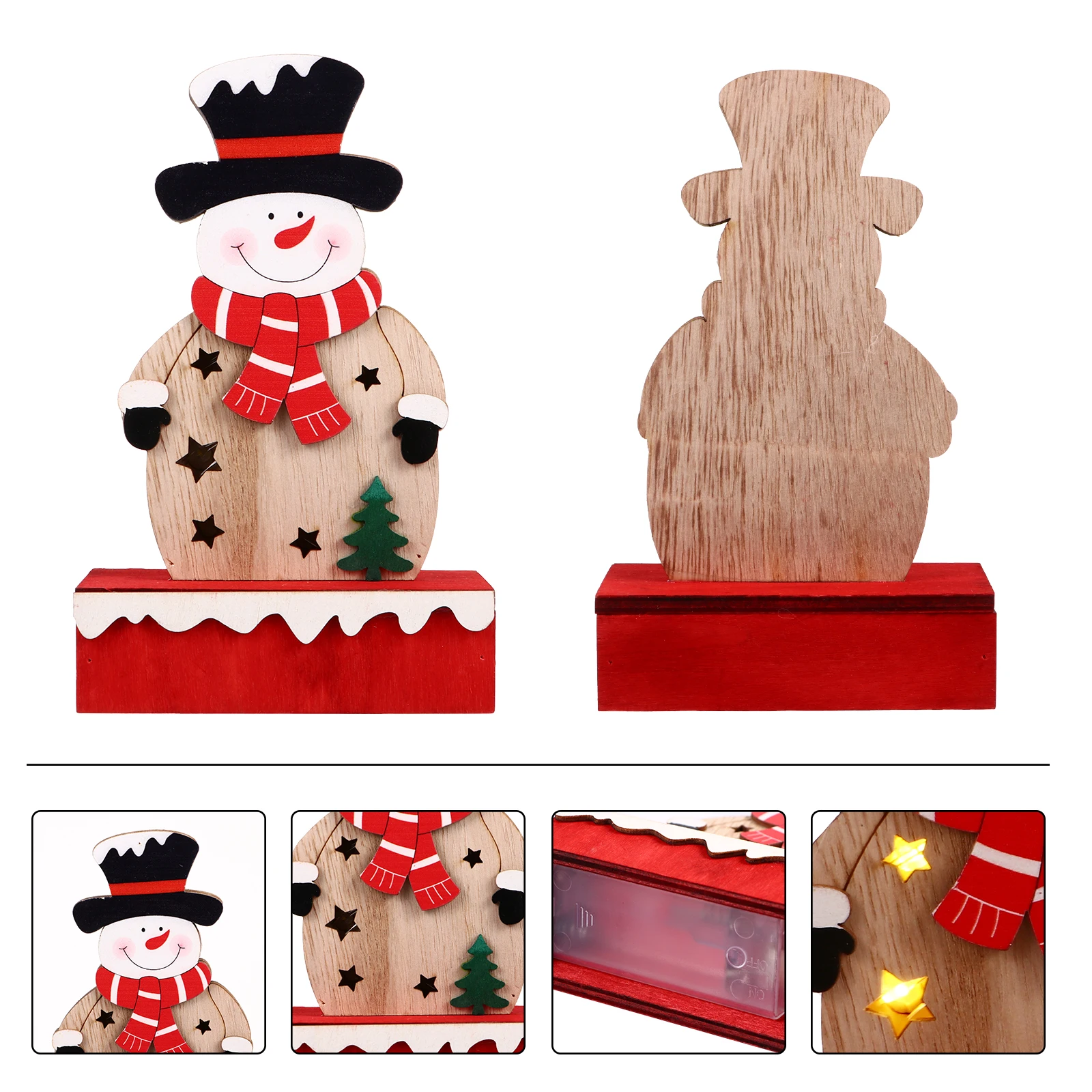 

Christmas Snowman Wooden naments LED Decorations Tabletop Xmas Party Living Room Bedroom Window DIY