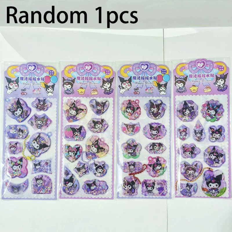 Kawaii Sanrio 3D Shake autocollant pour écolier papeterie Kuromi ma mélodie point autocollants cahier journal manuel décoration