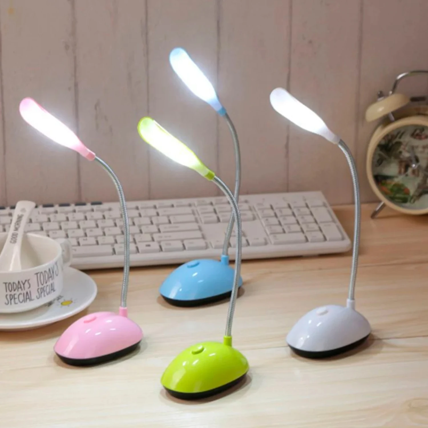 Battery Operated LED Reading Night Lamp Flexible Table Light Foldable Switch Desk Working Study Light   Student Office