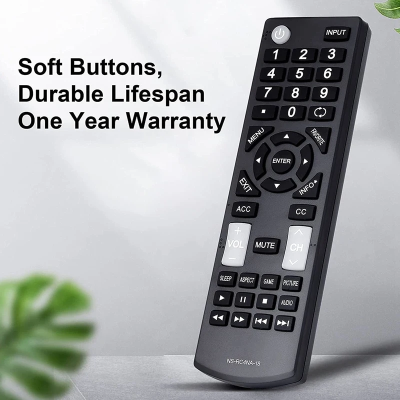 ABUO Universal Remote Control Replacement for All Insignia TV NS-RC4NA-18, Stable Infrared Performance, 10M Range, Black