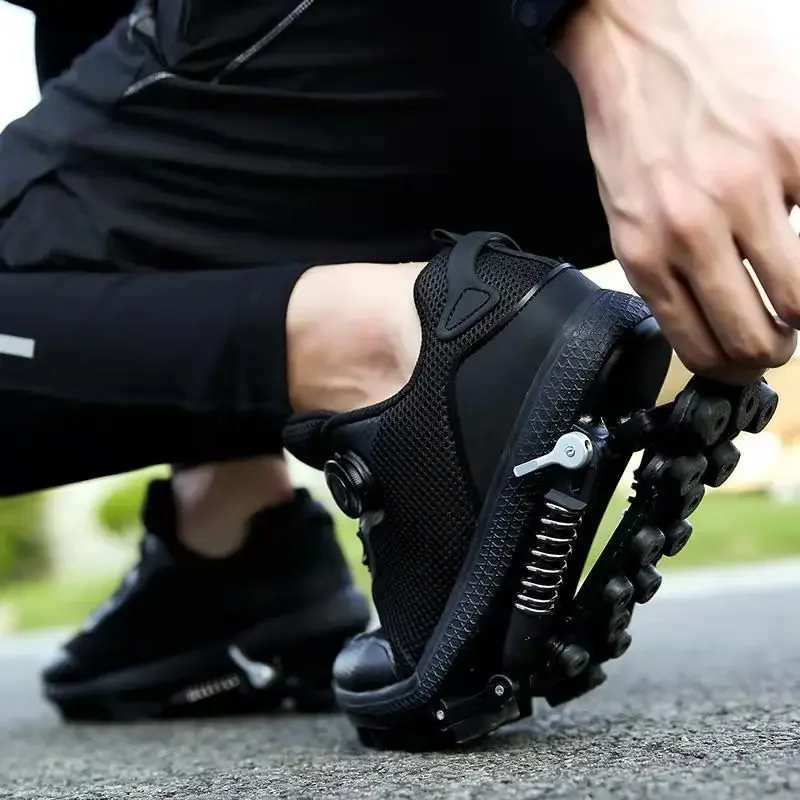 Mechanical Shoes With Steel Spring Wire Shoelace, 2 in 1 Sports Shoes, Shock Absorption Shoes view 6