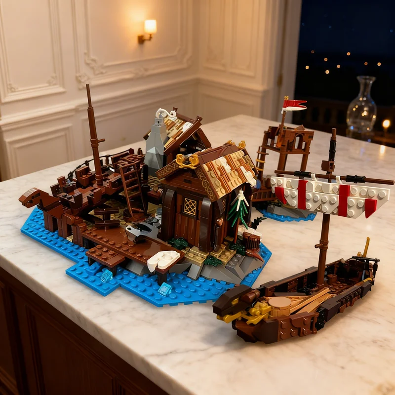 

Набор строительных блоков MOC «Викингская верфь» (1313 деталей) – креативный подарок, коллекционный декор для детей и взрослых, для дома и офиса