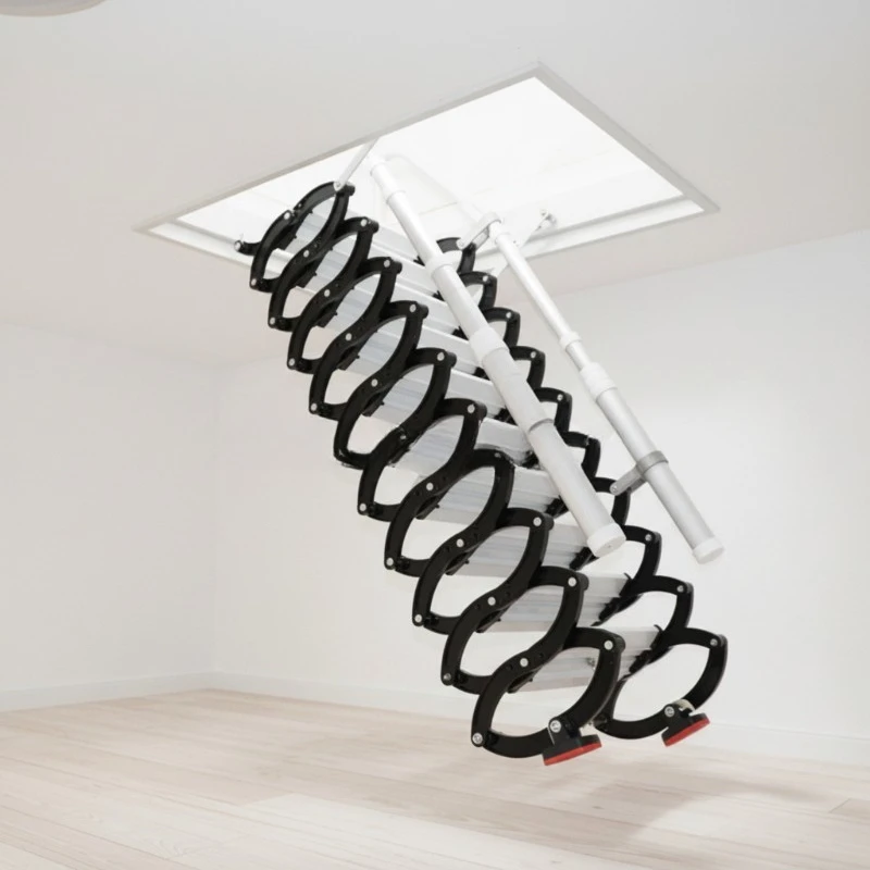 Design folding loft ladder Retractable steel ladder Folding loft stairs with handrails