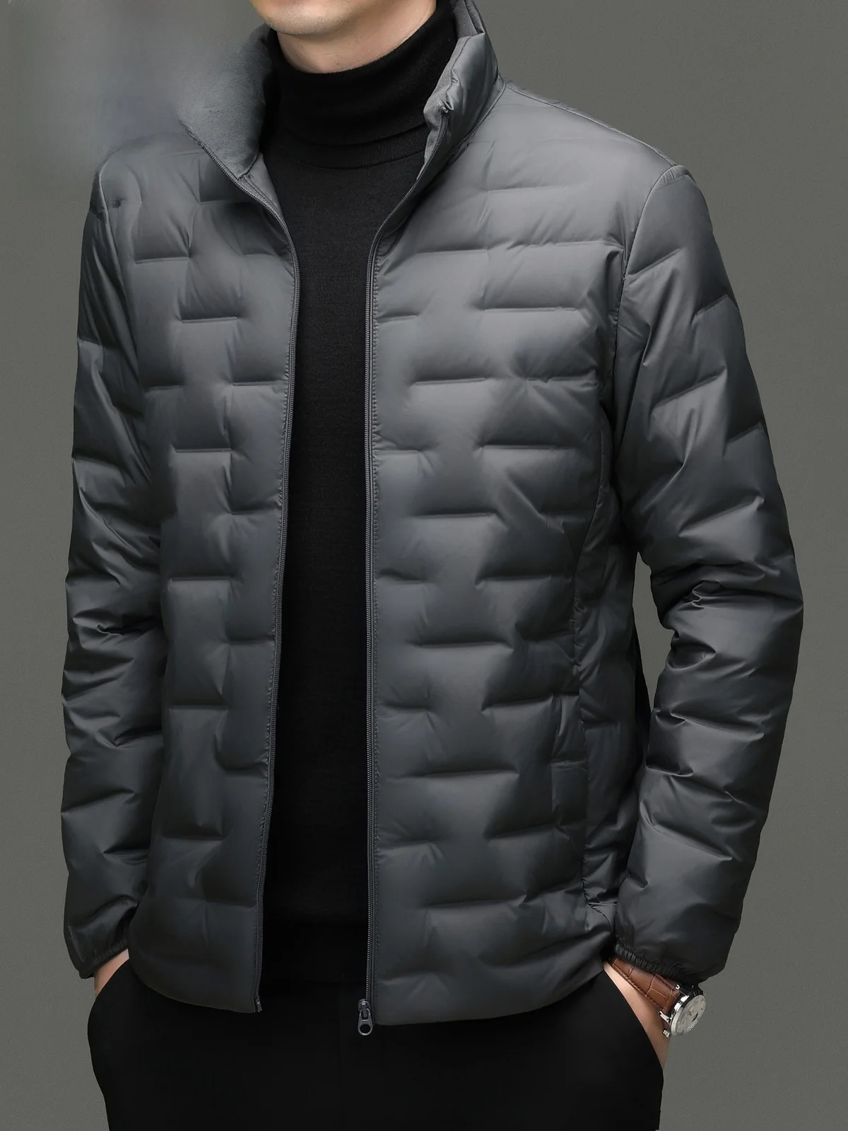 เสื้อโค้ทกันหนาวผู้ชาย Pierre Cardin รุ่น Quilted Du down Jaet คอตั้ง ผ้า Thiened อุ่นสบาย สไตล์ใหม่ล่าสุดสำหรับฤดูหนาว