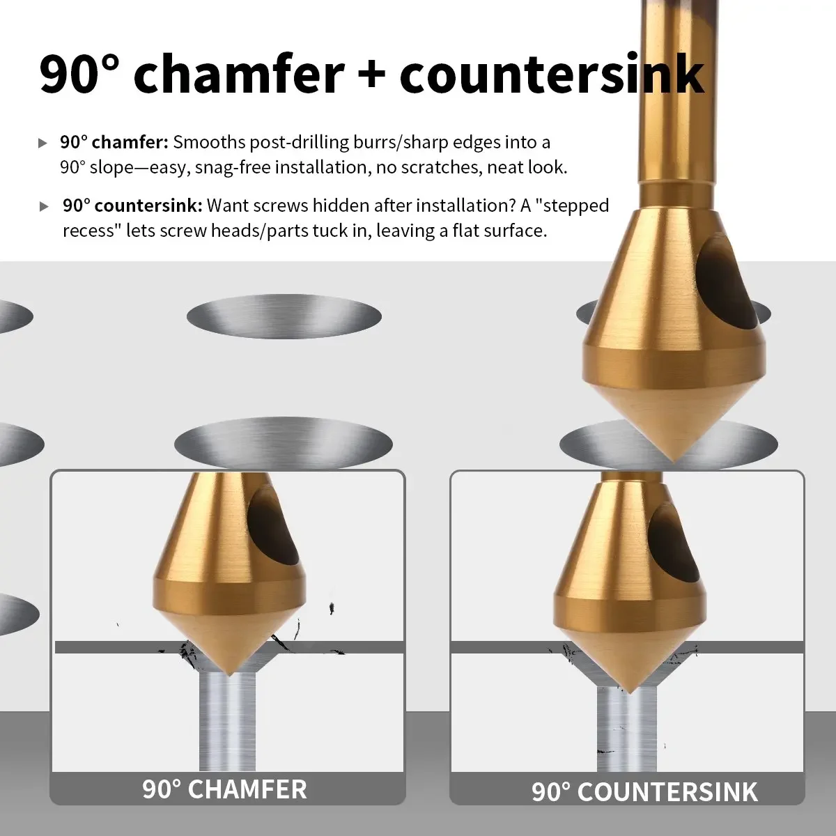 1PC Titanium Coated Countersink Drill Taper Hole Cutter 90 Deburring Chamfering Tool