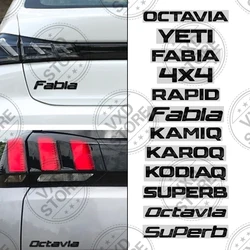 For Skoda Superb Kodiaq Karoq 4X4 Yeti Octavia Rapid Fabia Kamiq Car 3D Metal Letters Badge Decals Sticker Glossy Matte Black