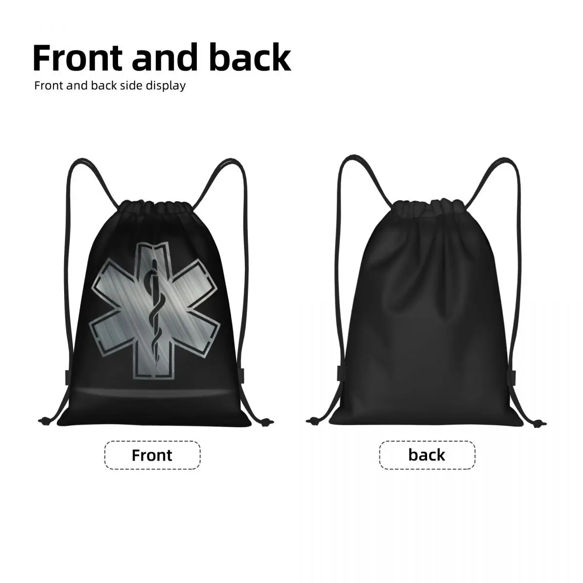 Emt Star Of Life Drawstring Bag Men Women Foldable Gym Sports Sackpack Paramedic Medical Training Storage Backpacks