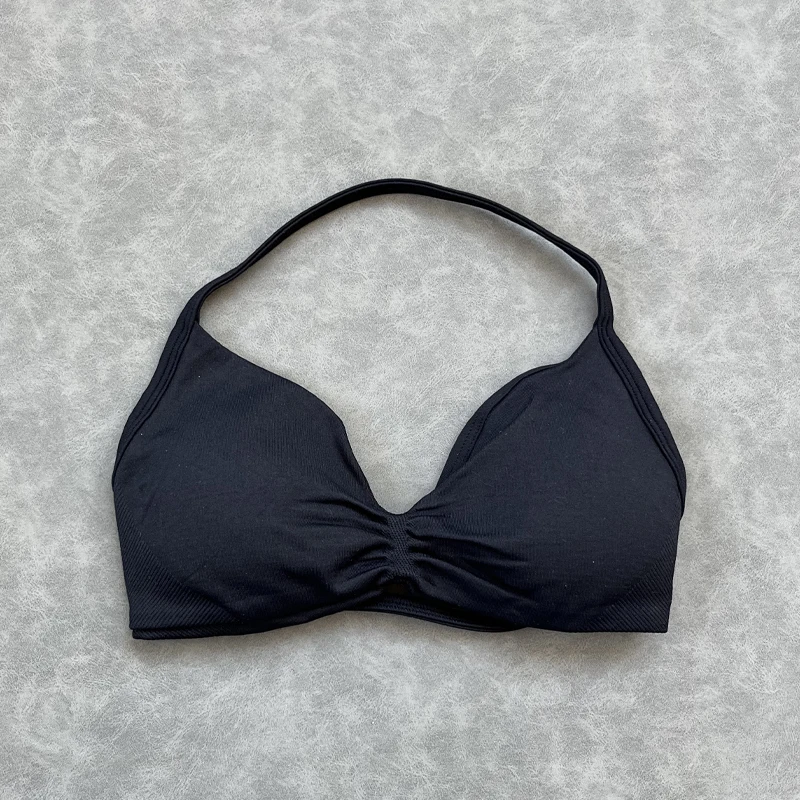 لا شعار الرياضة الصدرية مثير Strappy عارية الذراعين الرسن الصدرية مبطن اللياقة البدنية اليوغا الصدرية منخفضة دعم تجريب رياضة المحاصيل القمم رداء علوي من دون أكمام للنساء