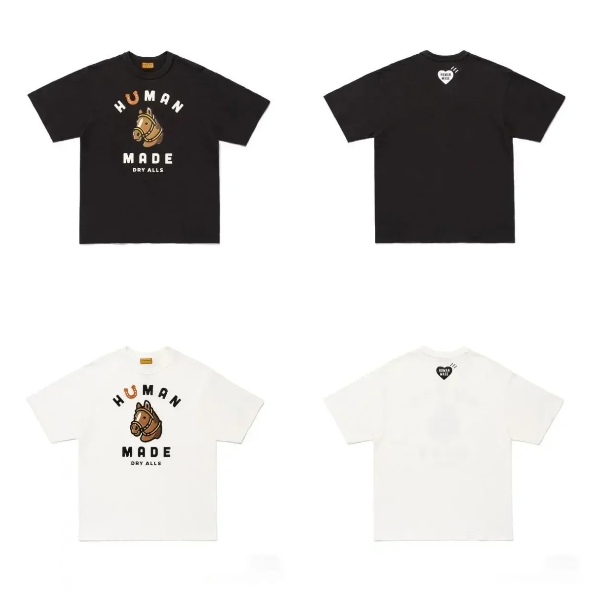 2026 Human Made Graphic Tee Slub Cotton Tubular Seamless Couple Loose Summer Casual