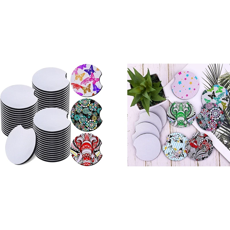 Sublimation Coasters Blanks Sublimation Car Cup Coasters 2.75 Inch Heat Press Car Cup Holder Cup Mat For DIY