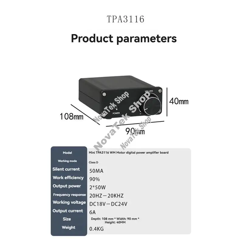 

Hifi Stereo Amp Mini Dual TPA3116 Digital Power Amplifier 50Wx2 2.0 Channel Audiophile-Grade-A31R