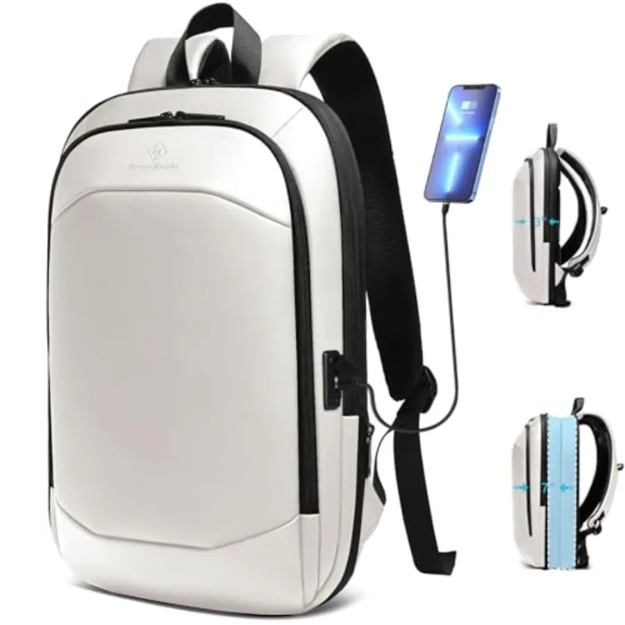 

Business Backpack for Men Slim and Expandable Waterproof Travel Laptop Backpack with USB Charger Port