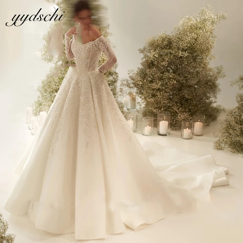 

Элегантное свадебное платье с открытыми плечами по индивидуальному заказу 2026, тюлевое кружевное свадебное платье, платья de novia