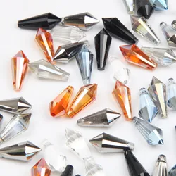 20PCS 8*20mm Long Cone Necklace Pendant Waterdrop Austrian Crystal Glass Beads Charms Jewelry Making Bracelets DIY Accessories