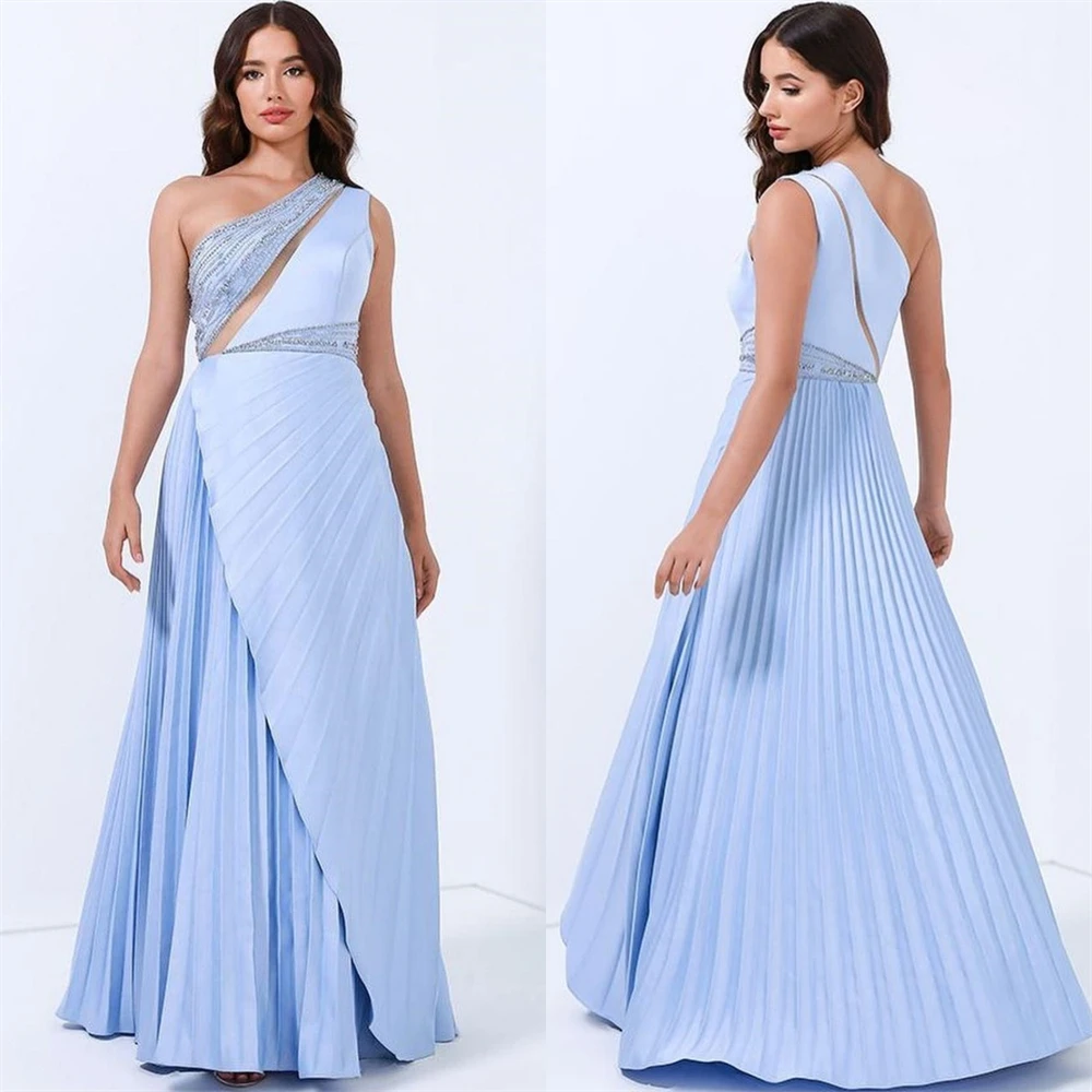 

Prom Dresses Elegant One-shoulder A-line Cocktail Sequin Draped Satin Occasion Evening Gown فساتين سهره فاخره 2024 فساتين سهره