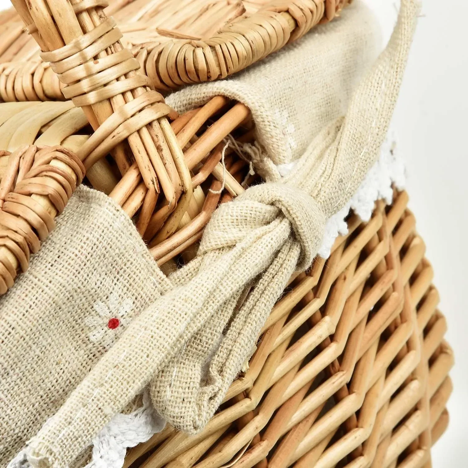 

Picnic Basket Handmade Wicker Basket Shopping Storage Basket Bread Food Fruit Container Outdoor Picnic Camping Storage Basket