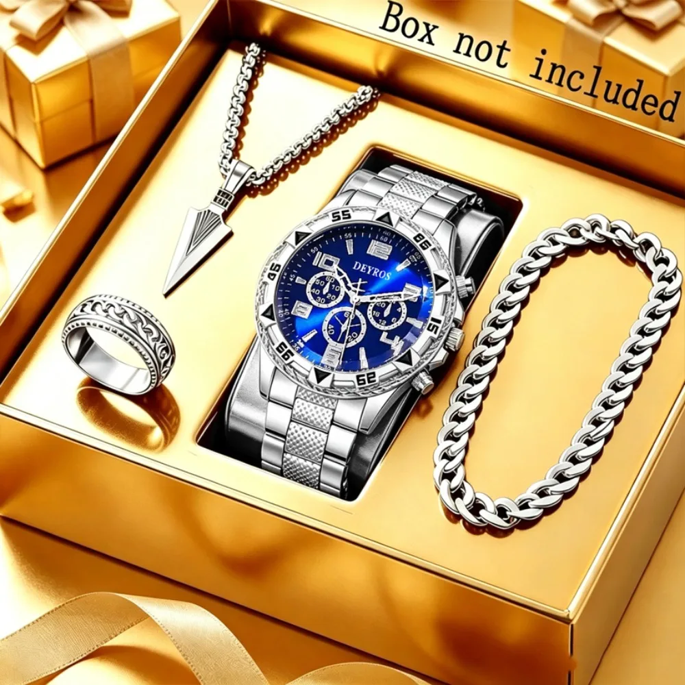 4pcs / Set. New Style Luxurious and Fashionable Quartz Watch Set - with Round Dial and Quartz Movement - Suitable for Both Daily