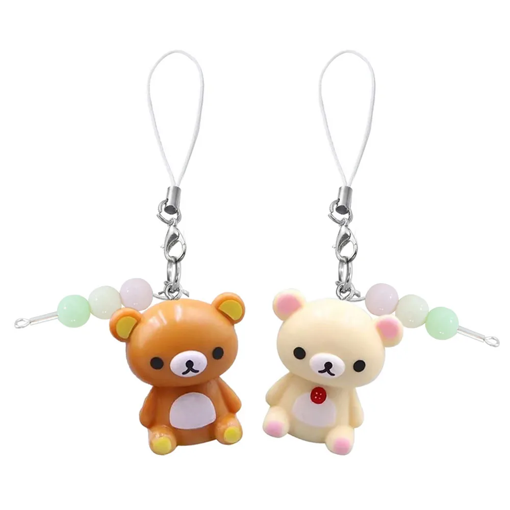 Rilakkuma Korilakkuma Mascot Bear With 3 Color Dango Bead Strap Keychain Keyholder Keyring Mobile Phone Chain Bag Pendant Toy