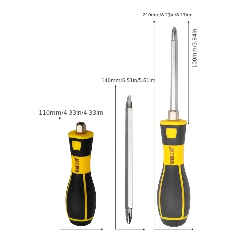 Screwdriver Hand Tool, Dual Purpose Screwdriver, Replaceable Screwdriver