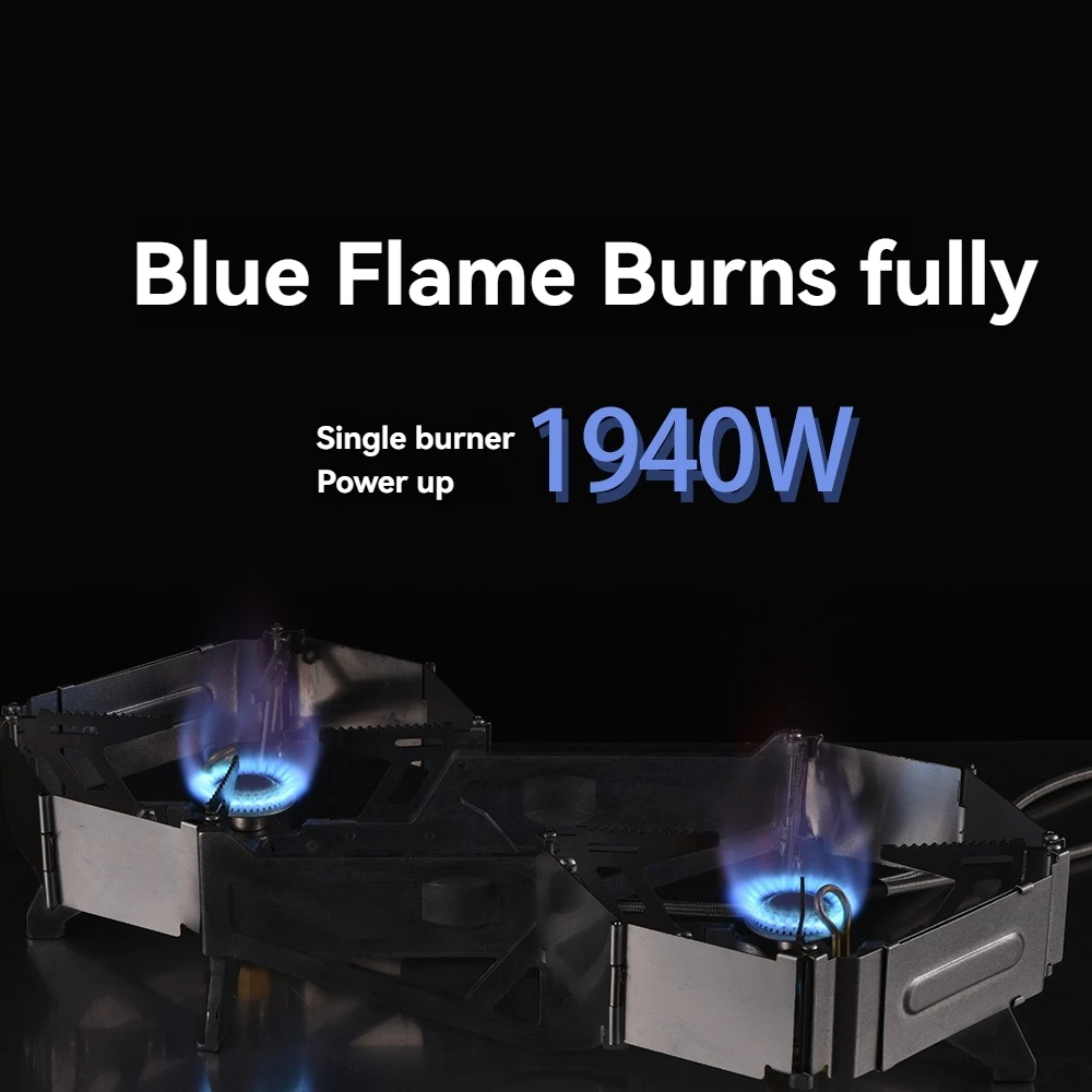 

BRS-32 Double Head Gas Stove Portable Outdoor Camping Furnace Fire Switch Free Adjustable Control Cookware