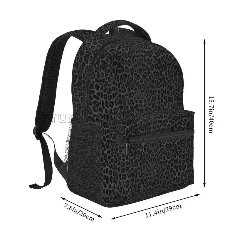 Custom Bag Black Leopard Print Travel Backpacks School Bag Lightweight Student Bookbag Unisex Laptop Daypack For Travel Hiking C