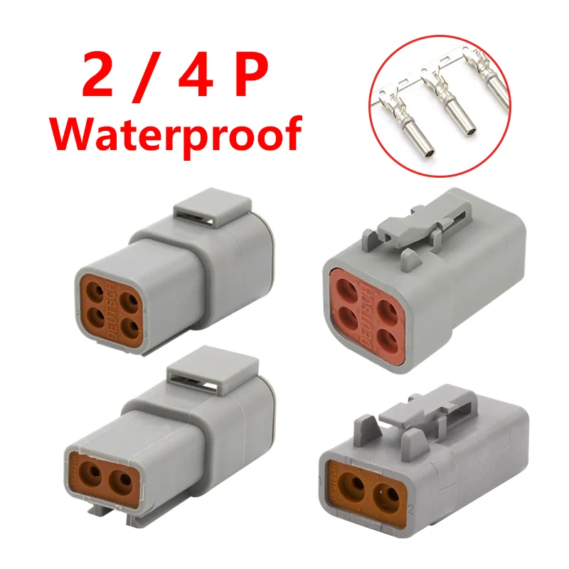 

5/20 Sets 22-16AWG DTP04 PA66 Waterproof 4Pin 2Core Automotive Car Motor Connector Harness Plug 1-1418479-1 1-1564416-1