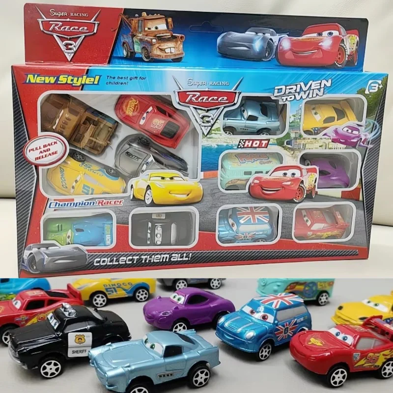

12pcs/Set Disney Pixar Cars Lightning Mcqueen Jackson Storm Mater Pvc Model Back-Force Car Set Collection Toy Kid Birthday Gift