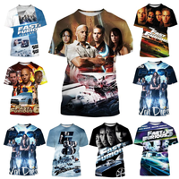 Movie Fast and Furious 3D Print Men's T-Shirts Fashion Hip Hop Short Sleeve Crew Neck T Shirt Summer Unisex Street Plus Size Top