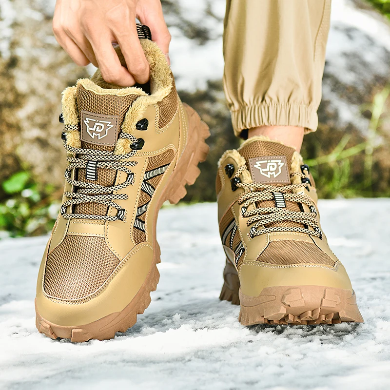 

Men's autumn and winter 2025 fashion fleece warm and breathable large-sized snow boots