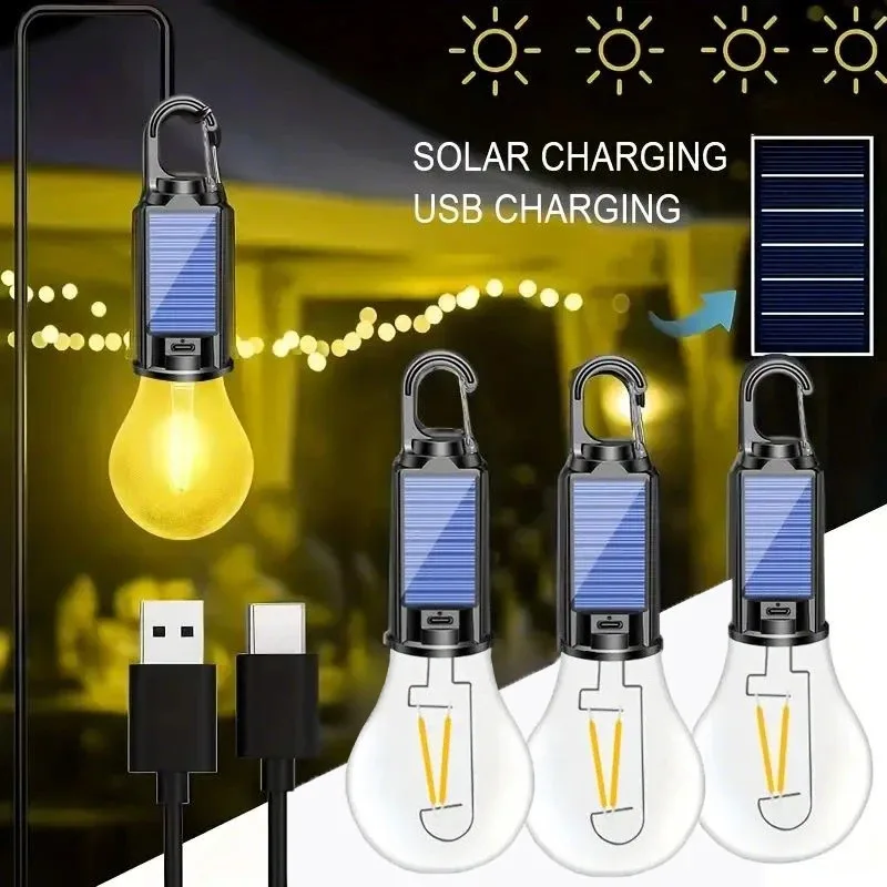 Solar USB Charging Decorative Light, Portable Camping Hanging Light For Outdoor Emergency Lighting, Hands-Free