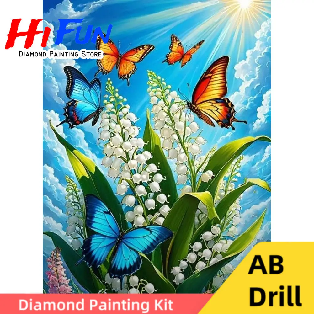

Lily of The Valley Poster Full DIY Diamond Painting AB Rhinestones Cross Stitch Spring Botanical Art Gift for Plant Enthusiasts