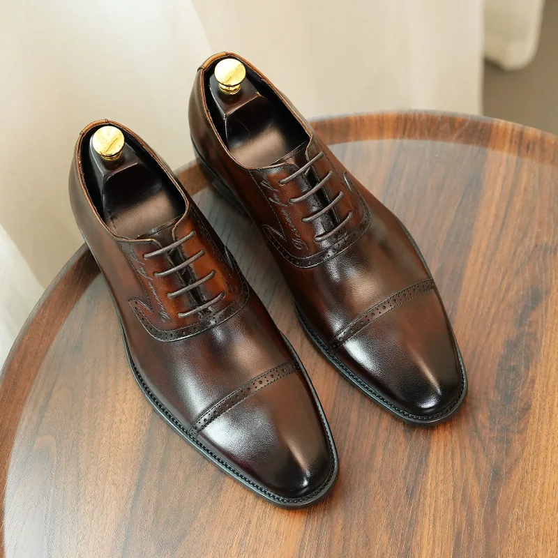 

Mens Brogue Oxford Shoes Formal Leather Business Dress Shoes Handmade Pointed Toe Wedding Groom Shoes