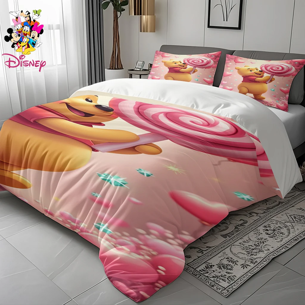 2/3 قطعة ديزني ستيتش ووني ذا بوه طقم غطاء لحاف بدون حشو سحابة مثل نعومة تنفس طقم سرير تصميم لعوب