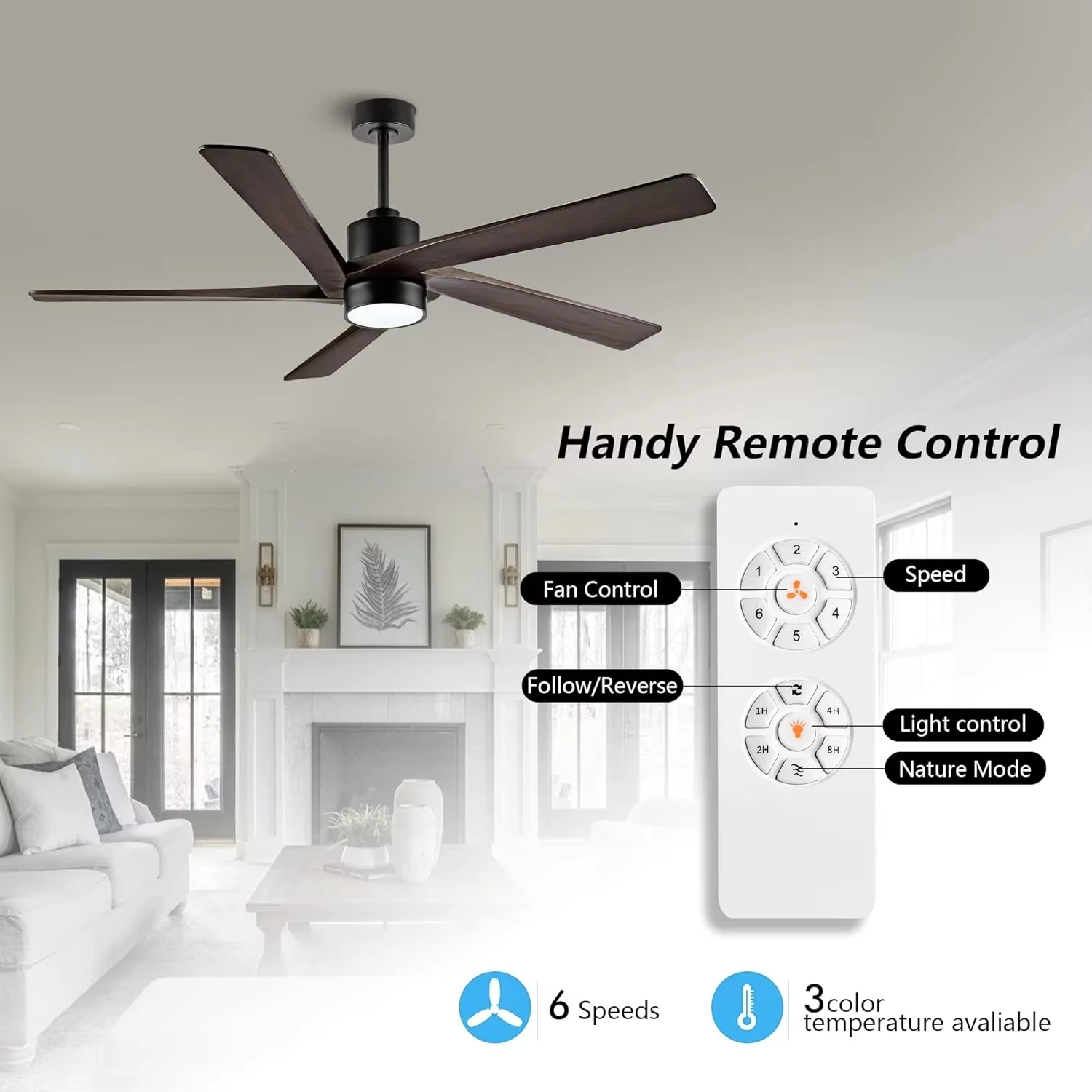 Modern Ceiling Fans With Lights For Bedroom Living Room Reversible Ceiling Fan With Light And Remote Control 5 Wood Blades